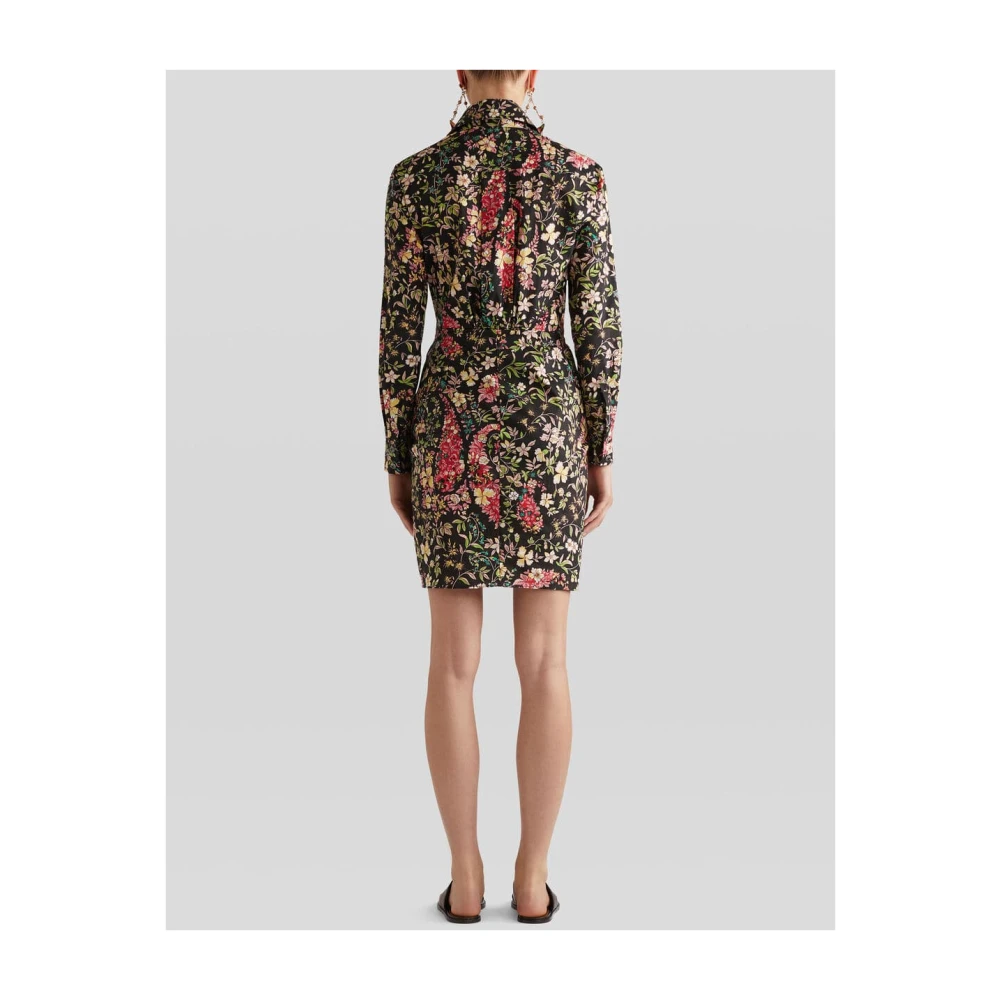 ETRO Bloemen Katoenen Jurk Black Dames