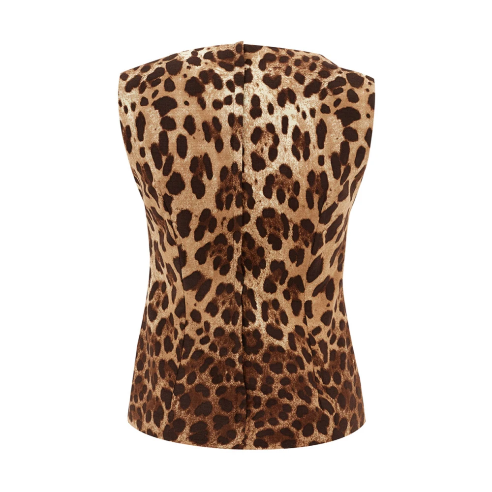 Dolce & Gabbana Mouwloze Leopard Print Top Brown Dames