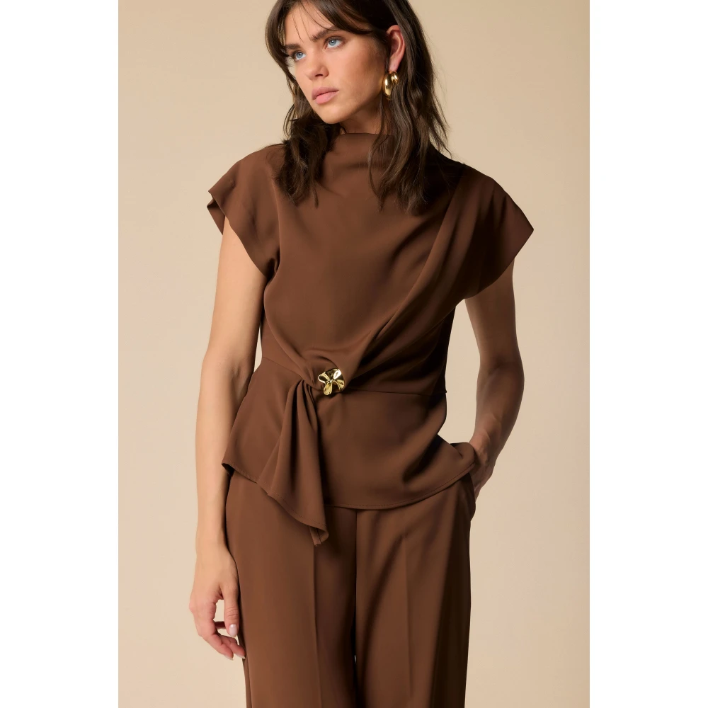 Kocca Elegante Maroon Tuniek Top en Broek Brown Dames