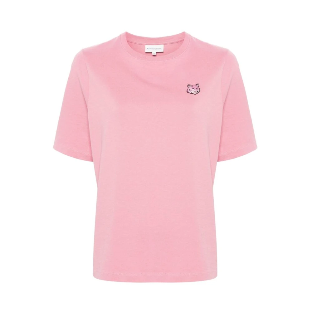 Maison Kitsuné Rose Pink Fox Patch T-Shirt Pink Dames