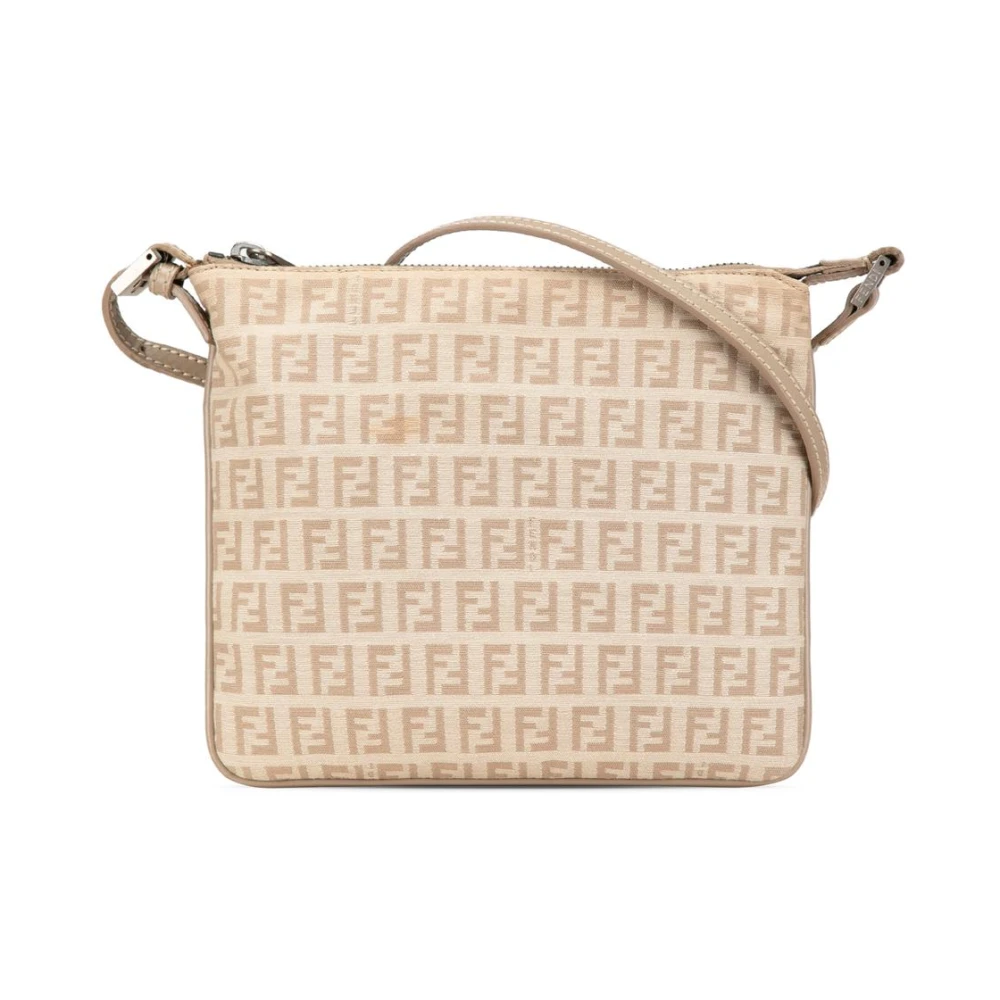 Fendi Vintage Women's Beige Pre-Owned Ff Canvas Crossbody Bag