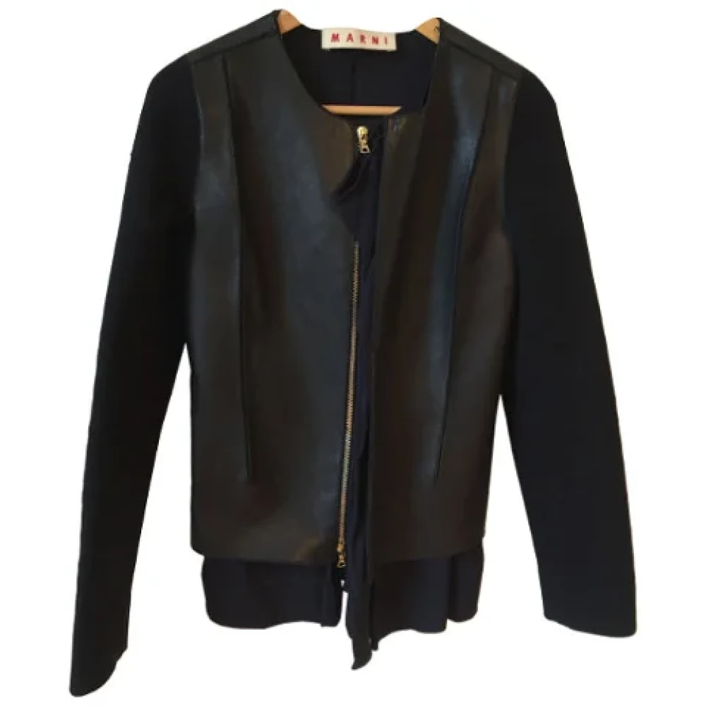 Marni Pre-owned Leather outerwear Black Dames