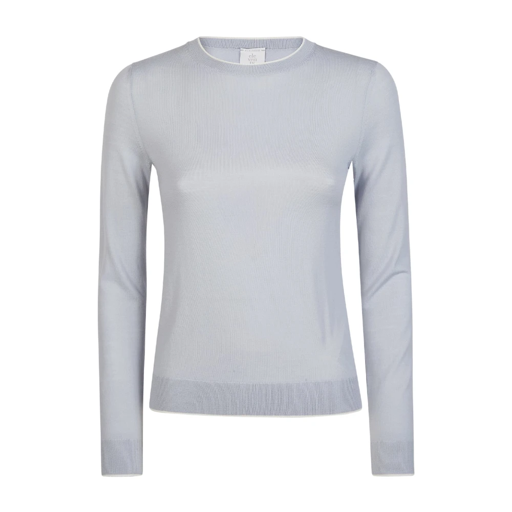 Eleventy Women's Blue Round-Neck Knitwear, Xs, Maglia Slim Girocollo