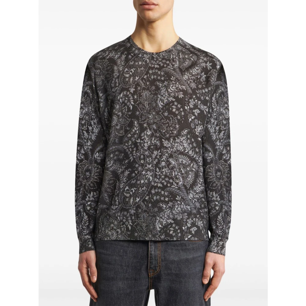 ETRO Zijde Kasjmier Paisley Trui Black Heren