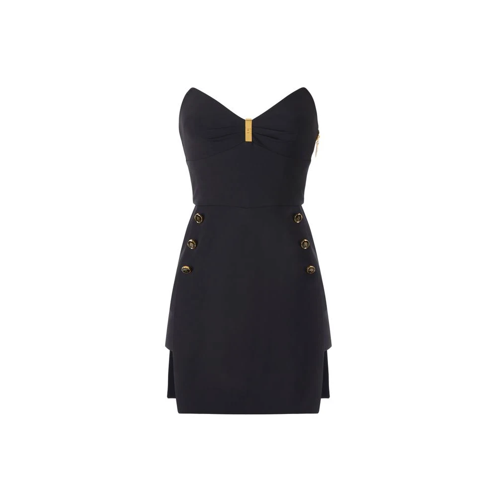 Elisabetta Franchi Black Bustier Dress In Lightweight Crêpe Fabric - Female - Party Dresses - L - Dresses
