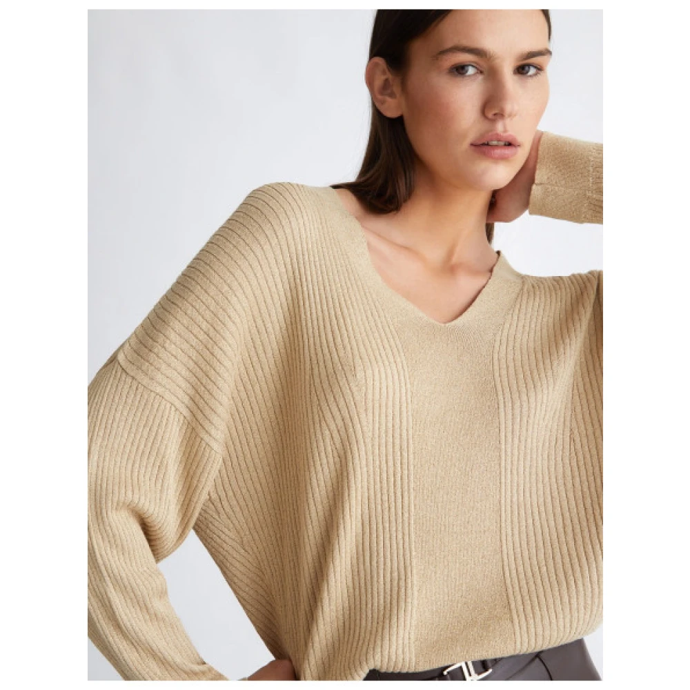 Liu Jo Diepe V Lurex Top Beige Dames