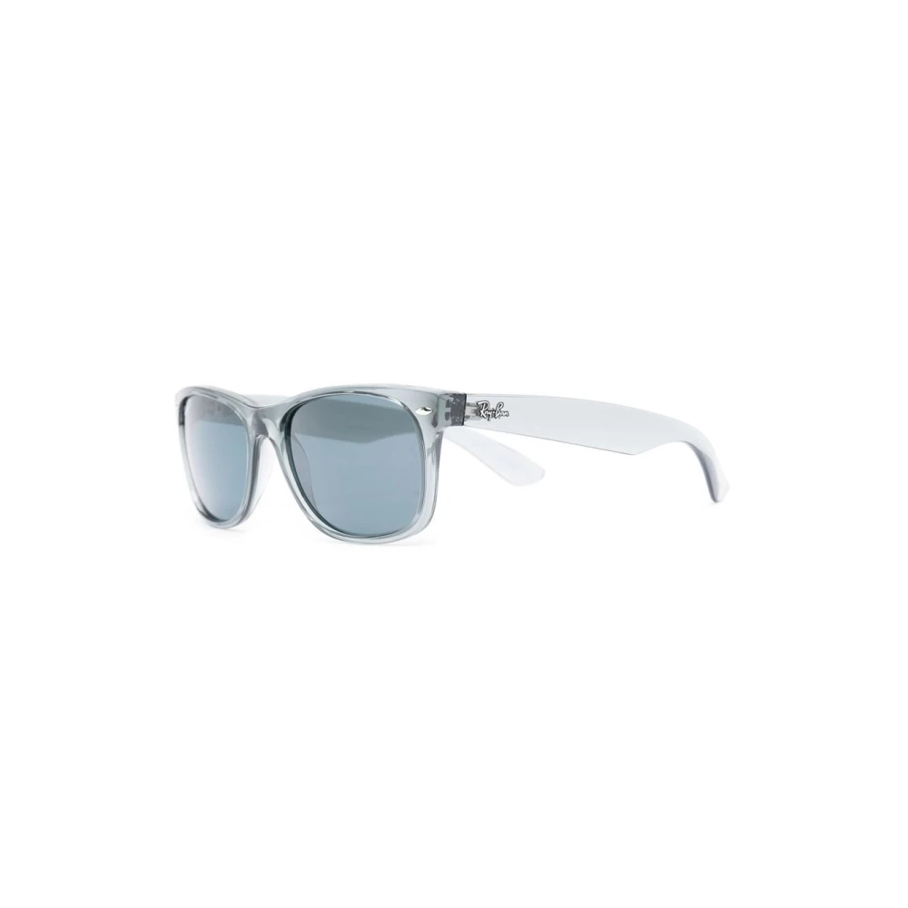 Ray-Ban New Wayfarer RB2132, Transparent Grey Polarized Sunglasses Dark Blue Polarized lenses, Mojo Glasses - Image 4