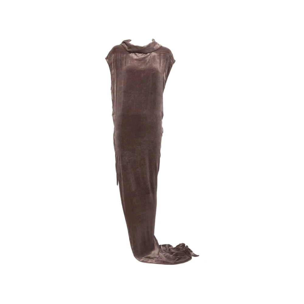 Rick Owens , Gowns, Female, Brown, L, High Neck Draped Gown