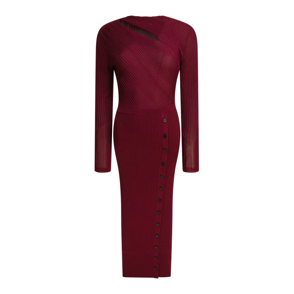 Self Portrait Women's Red Cut Out Rib Knit Midi Dress - Knitted Dresses - Xs - Dresses