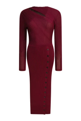 Cut Out Rib Knit Midi Dress