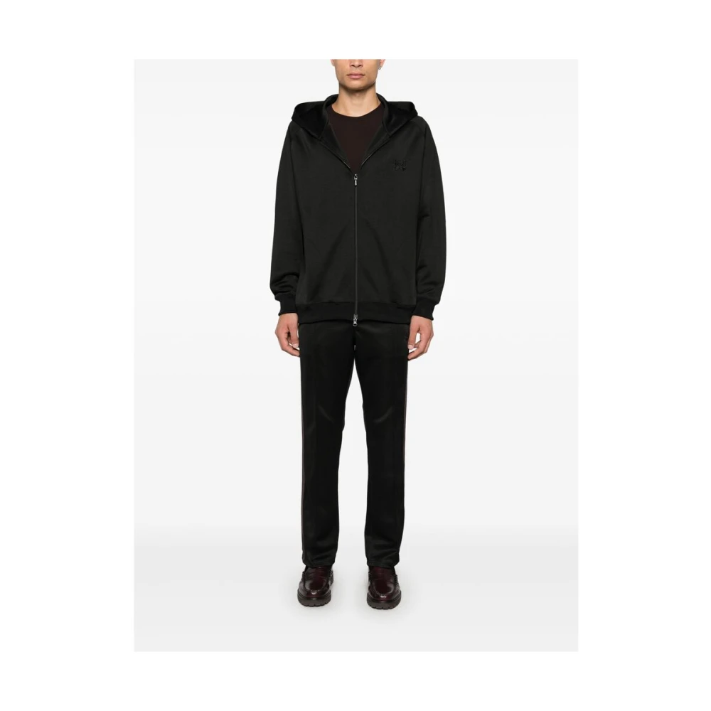 Needles Zwarte rits hoodie met logo borduurwerk Black Heren
