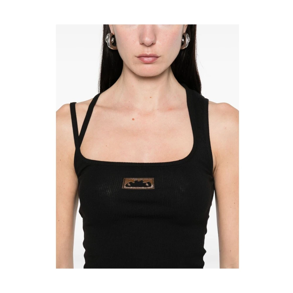 Ottolinger Zwarte Top met Vierkante Halsuitsnijding Black Dames