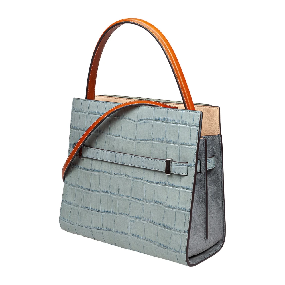 TORY BURCH Krokodillenprint Leren Handtas Blue Dames
