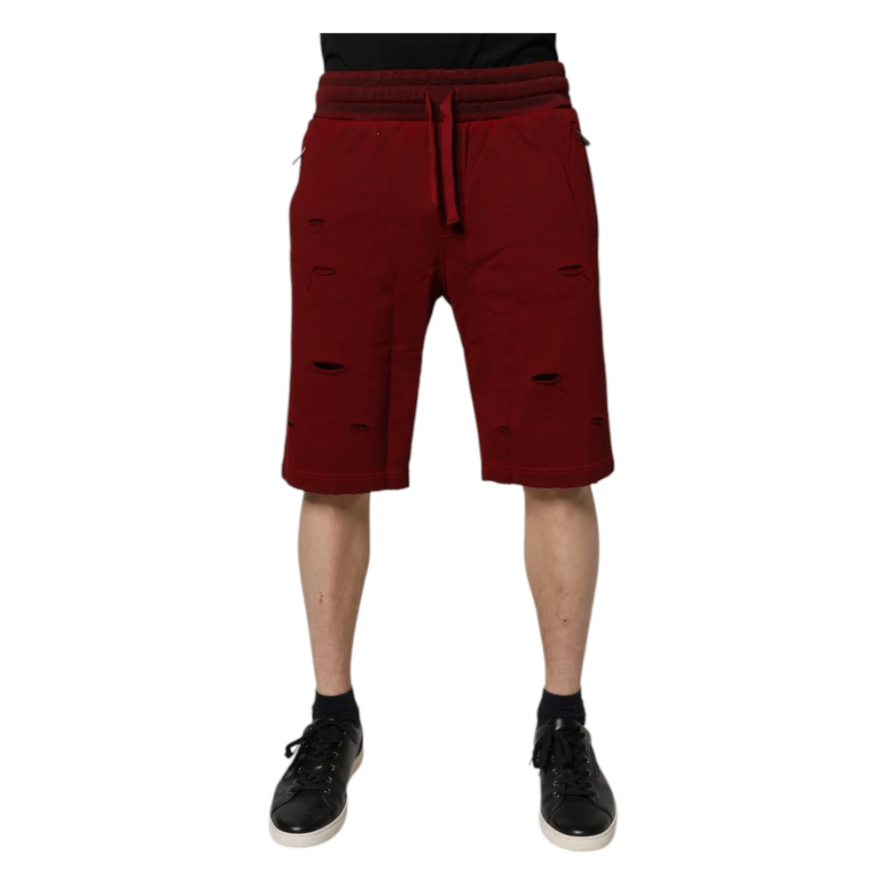 Dolce & Gabbana Men's Burgundy Cotton Bermuda Sweatshorts