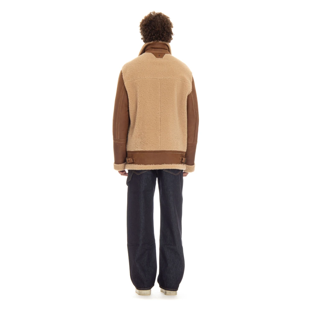Salvatore Santoro Bruine Leren Jas Volledige Rits Brown Heren
