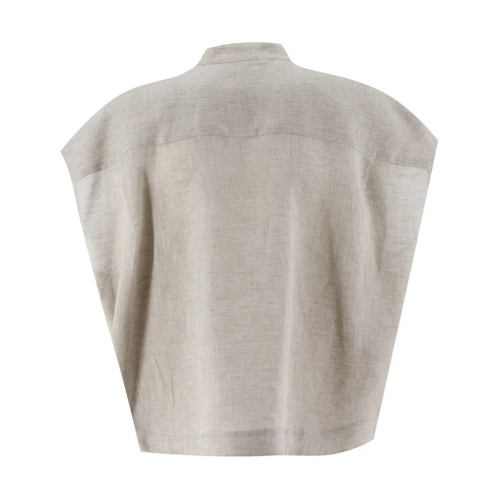 Fabiana Filippi Linnen Mouwloze Overshirt Gray Dames