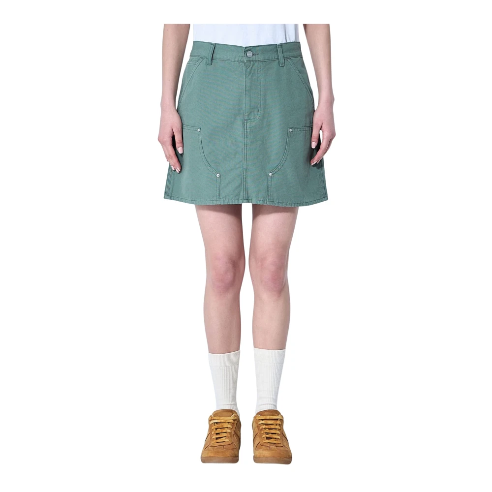 Carhartt Wip Women's Green Denim Cargo Mini Skirt