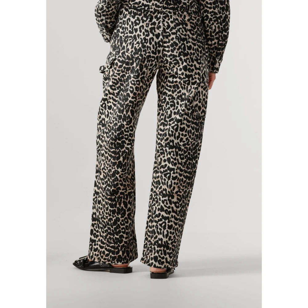 Colourful Rebel Leopard Denim Worker Pants Black Dames