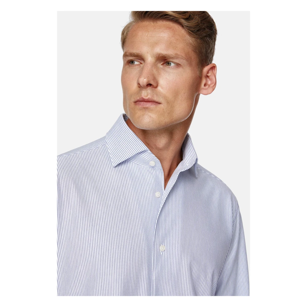 Boggi Milano Bowlingkraag Polo Shirt Blue Heren