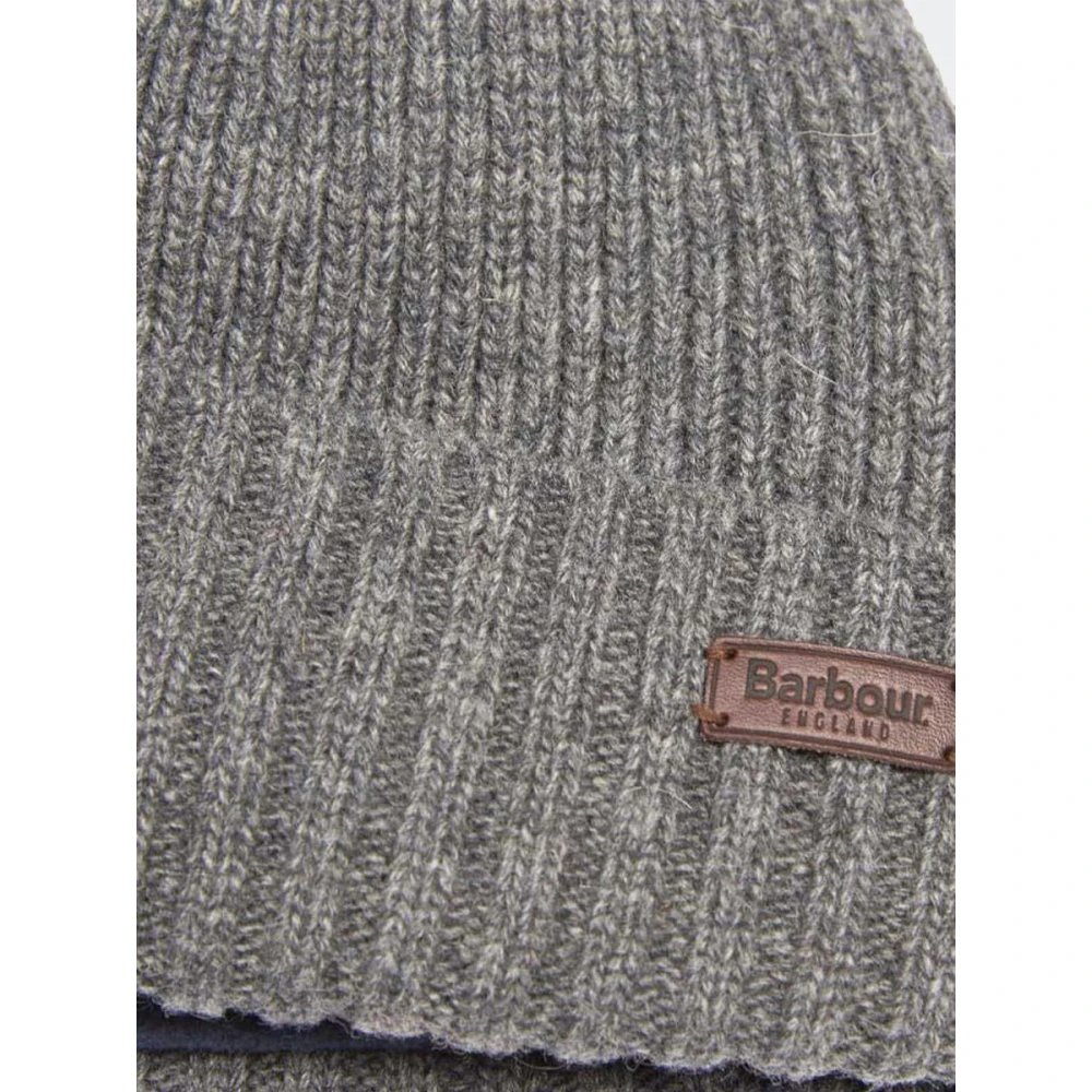 Barbour Effen kleur wol en fleece muts Gray Unisex