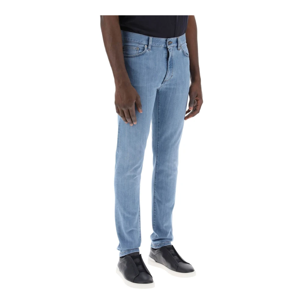 Ermenegildo Zegna Vintage Light Wash Slim Fit Stretch Jeans Blue Heren