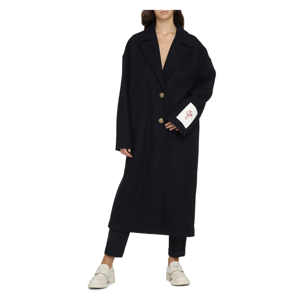 Golden Goose Bertina Wollen Jas met Versierde Knopen Blue Dames