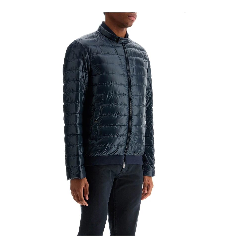 Herno Gewatteerd Lichtgewicht Donsjack met Hoge Kraag Blue Heren