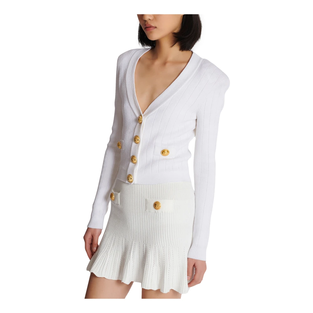 Balmain Geknipte gebreide vest White Dames