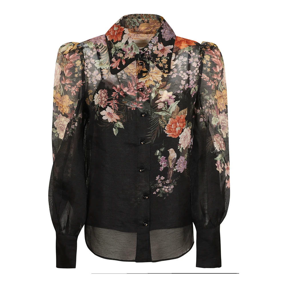Zimmermann Zwart Linnen Zijden Shirt Aw24 Multicolor Dames