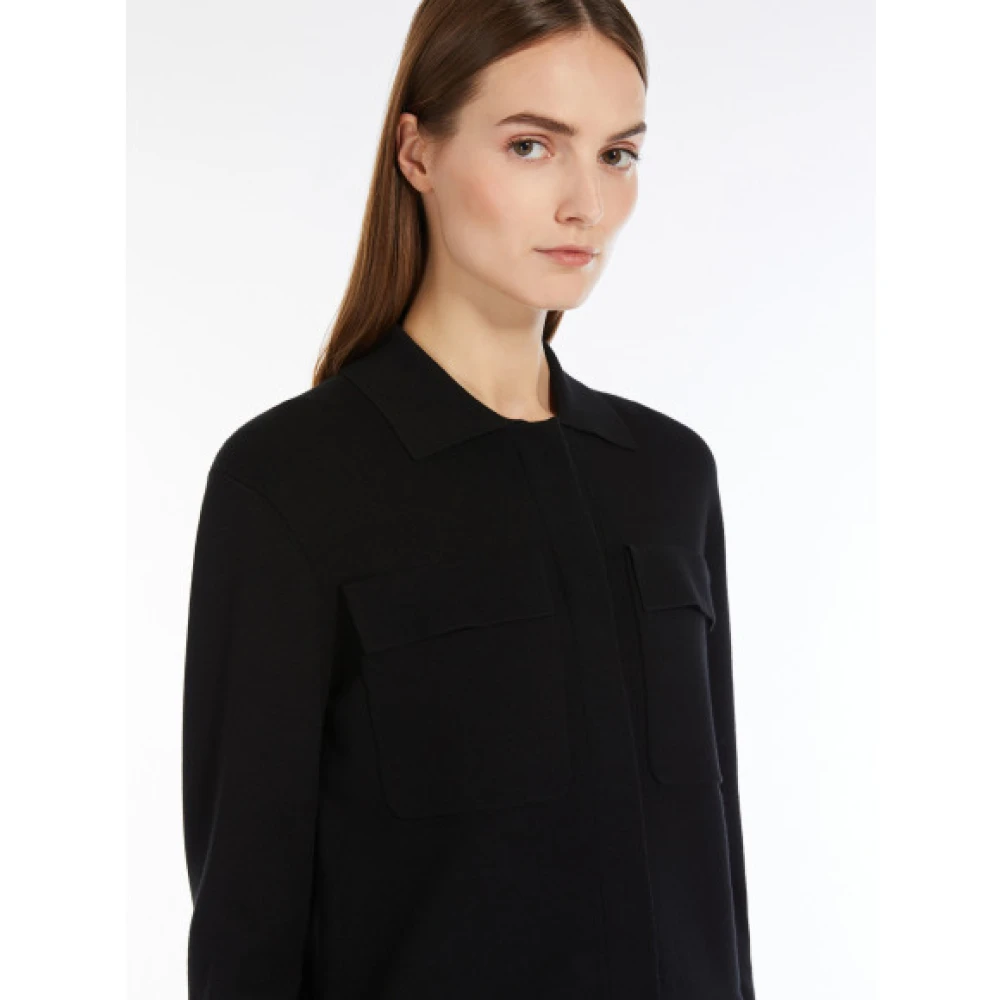 Max Mara Jasje met linnen-gebreide textuur en tailleband Black Dames