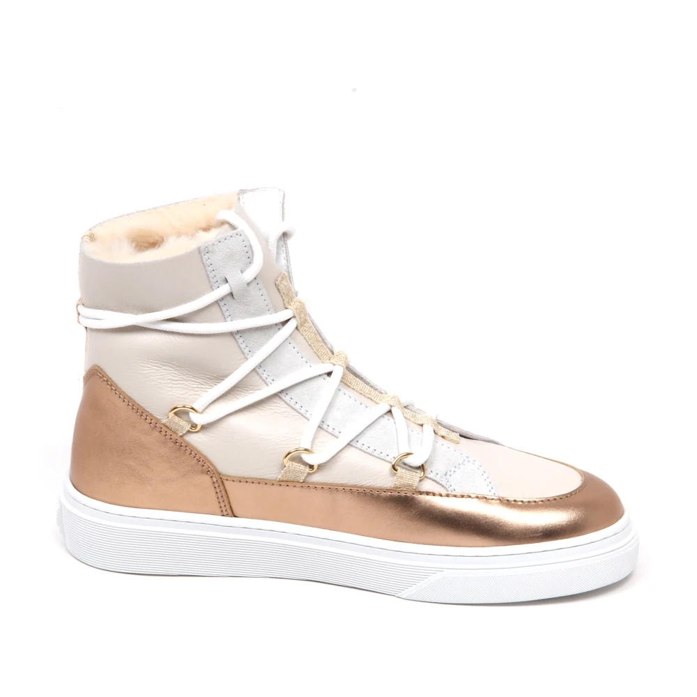 Hogan Ivoor/Brons Eco Bont/Leren Schoen Dames Schoenen Wit