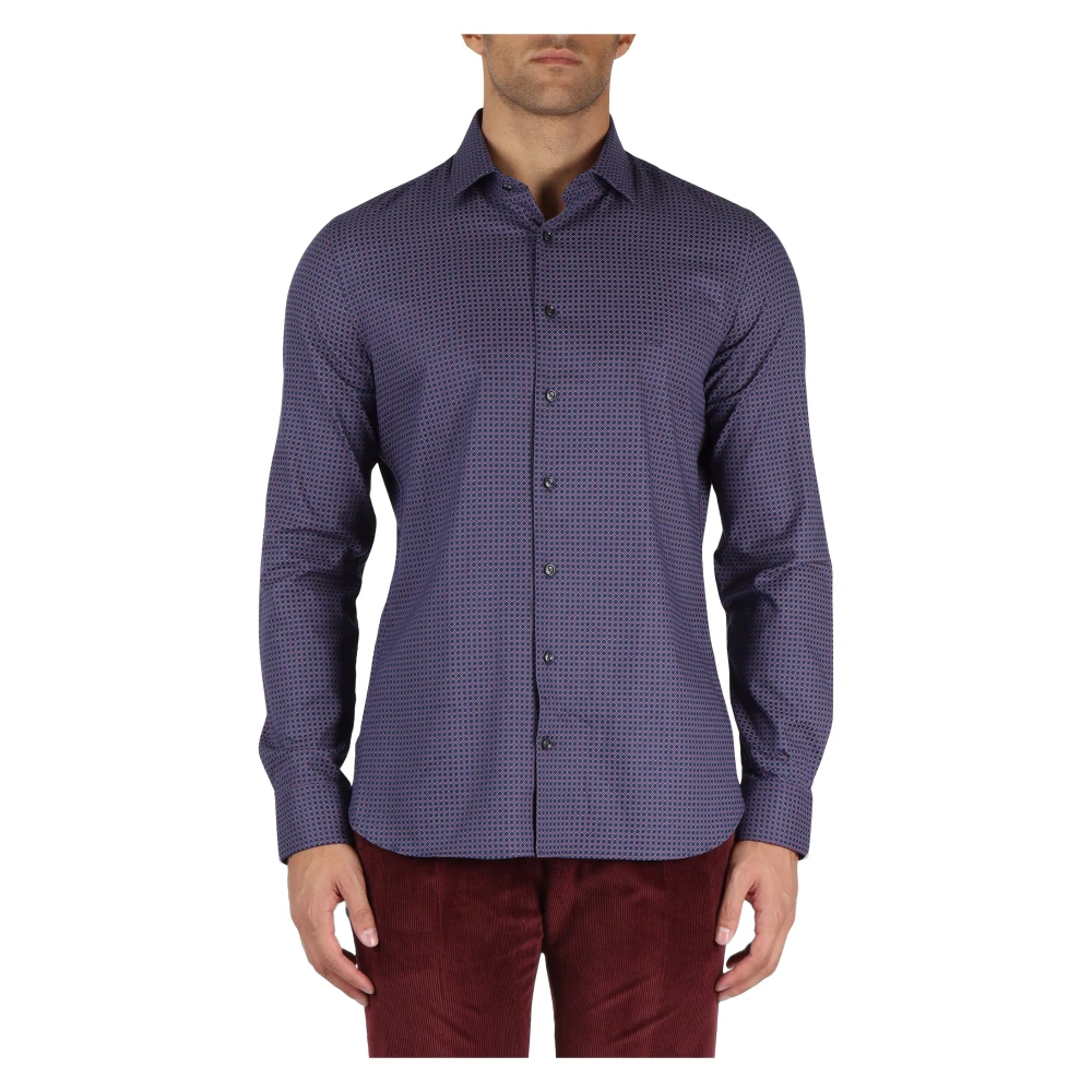 Michael Kors Slim Fit Easy Iron Katoenen Stretch Overhemd Purple Heren