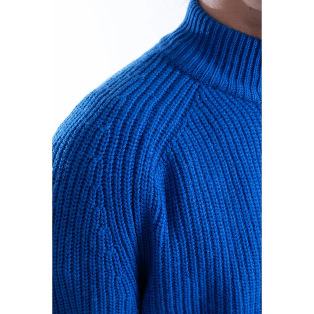 Lacoste Ribgebreide Half Zip Sweater Blue Heren