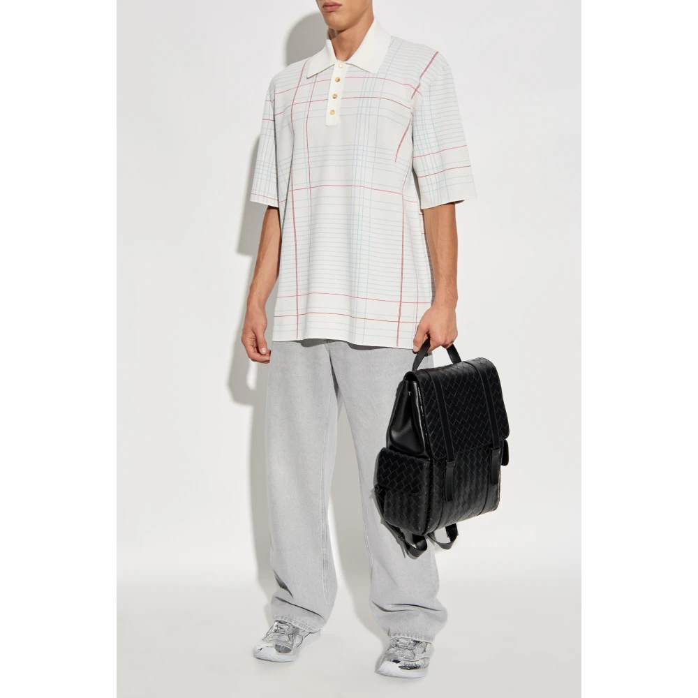 Bottega Veneta Polo met ruitpatroon White Heren