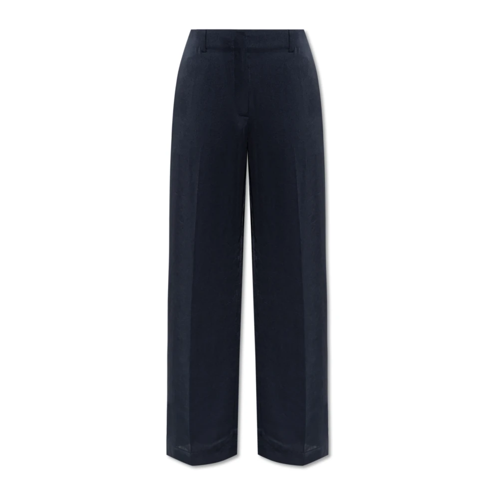 Theory Blue Trousers With A Satin Finish - Female - Straight Trousers - 2XS - Trousers