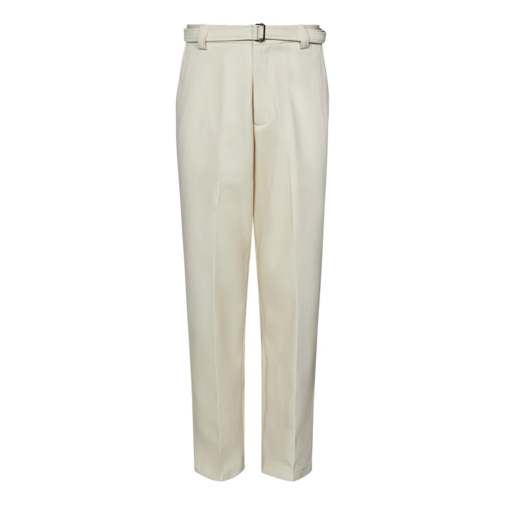 Low Brand Relaxed Fit Ivoor Witte Wol Denim Broek White Heren