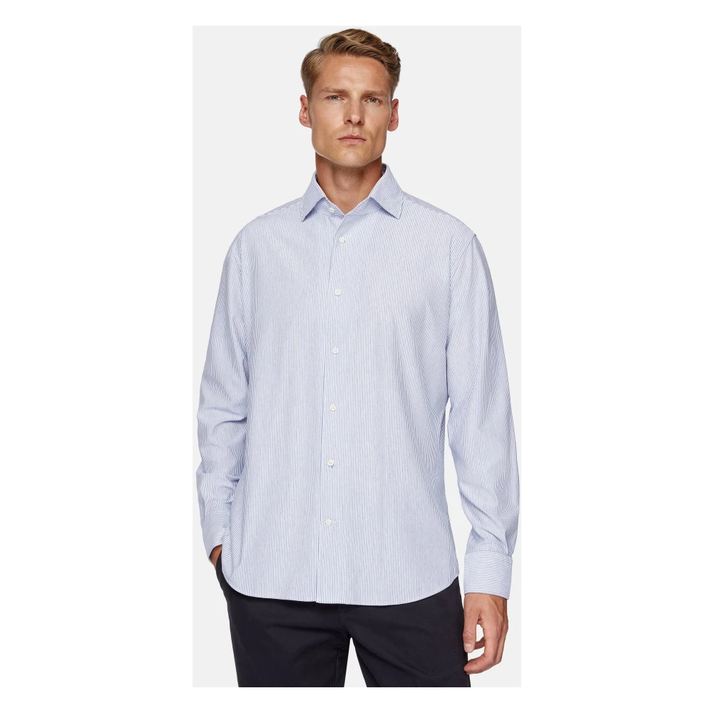 Boggi Milano Bowlingkraag Polo Shirt Blue Heren