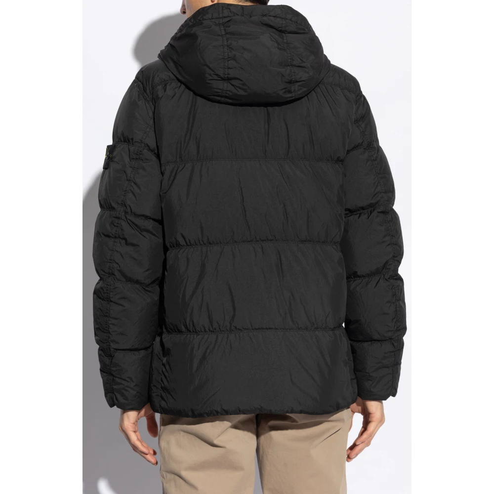 Stone Island Donsjack met logo Black Heren