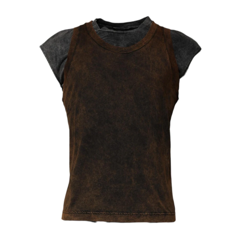 Dolce & Gabbana Brown Cotton Round Neck Sleeveless T-shirt - IT52 | XL - Image 2