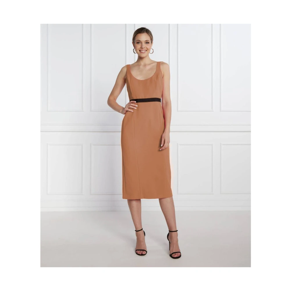 pinko Mouwloze Lange Jurk met Rits Brown Dames