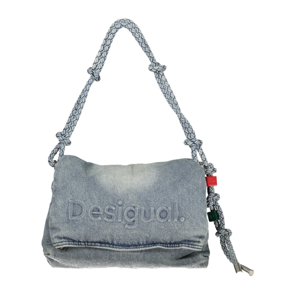 Desigual Women's Blue Shoulder Bags, One Size, Half Logo Denim Bag Venecia 4.0