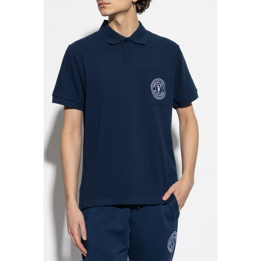 Versace Jeans Couture Polo met logo Blue Heren