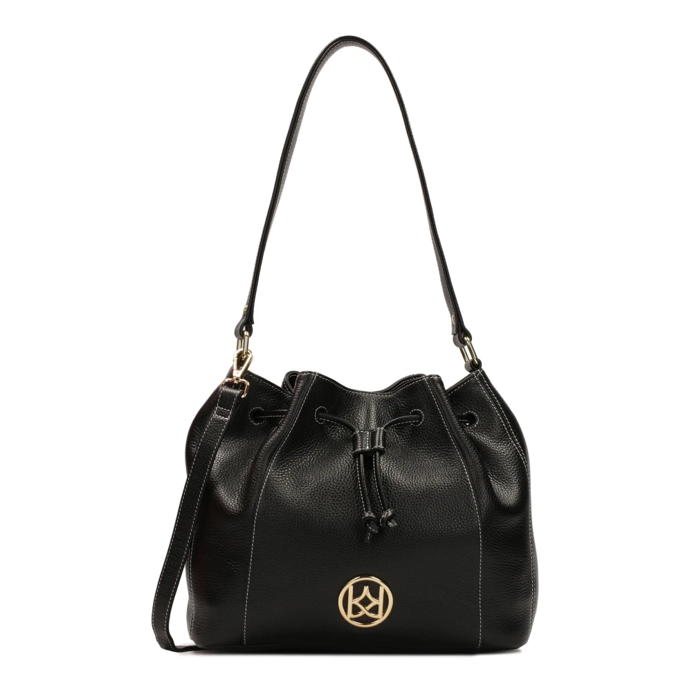 Kazar Zwarte tas handtas met wit stiksel Black Dames