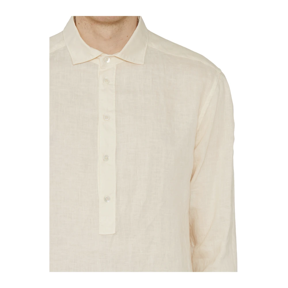 Paolo Pecora Linnen Overhemd Beige Heren