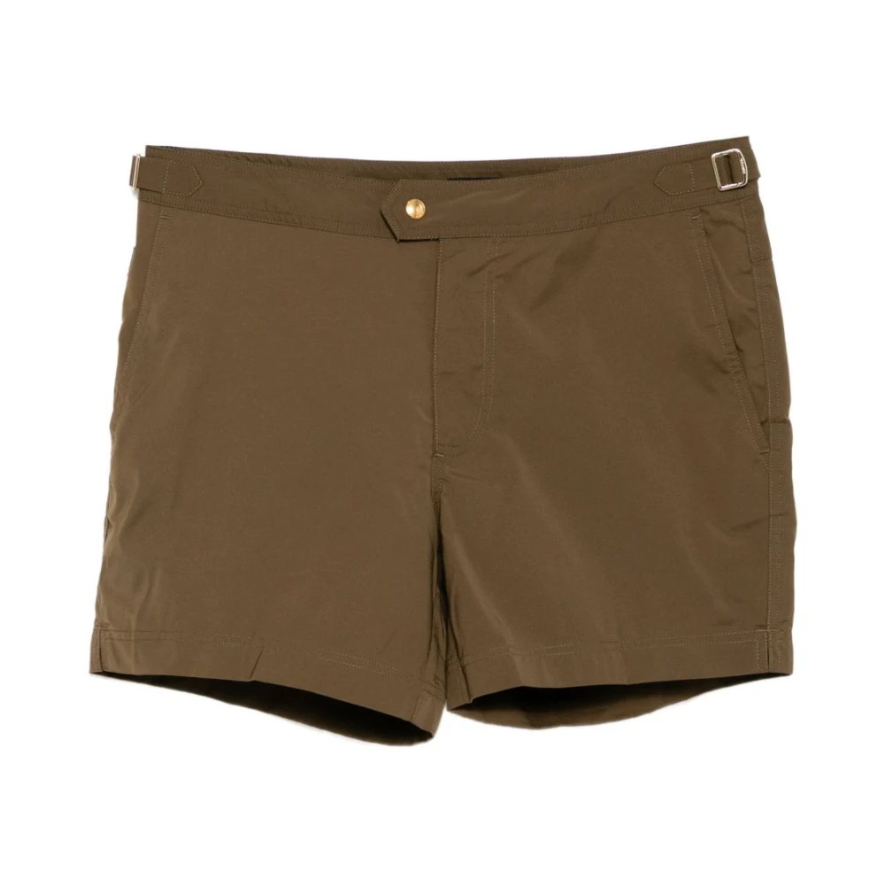 Tom Ford Men's Brown Micro Compact Buckle-Detail Swim Shorts - Beachwear - Xl - Swimwear
