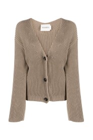 Sepia Brązowy Sweter z Organicznej Bawełny w Wzór Żakardowy