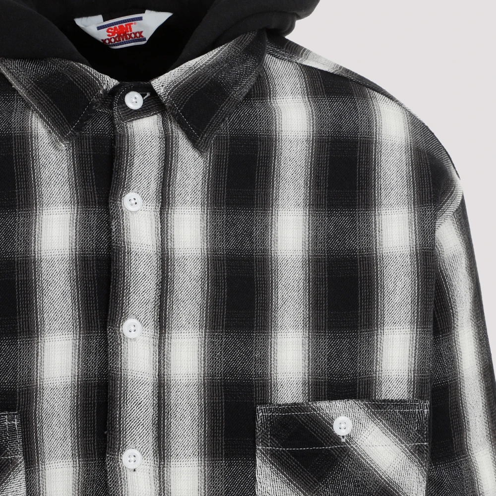 ©Saint M×××××× Zwart Wit Parka Shirt Black Heren