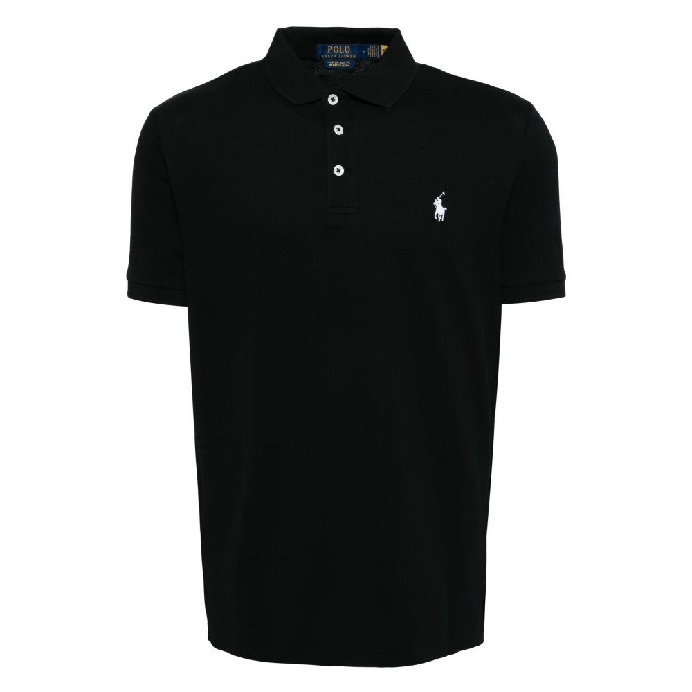 Ralph Lauren Anpassad slim fit stretch bomull mesh polo tröja Black, Herr