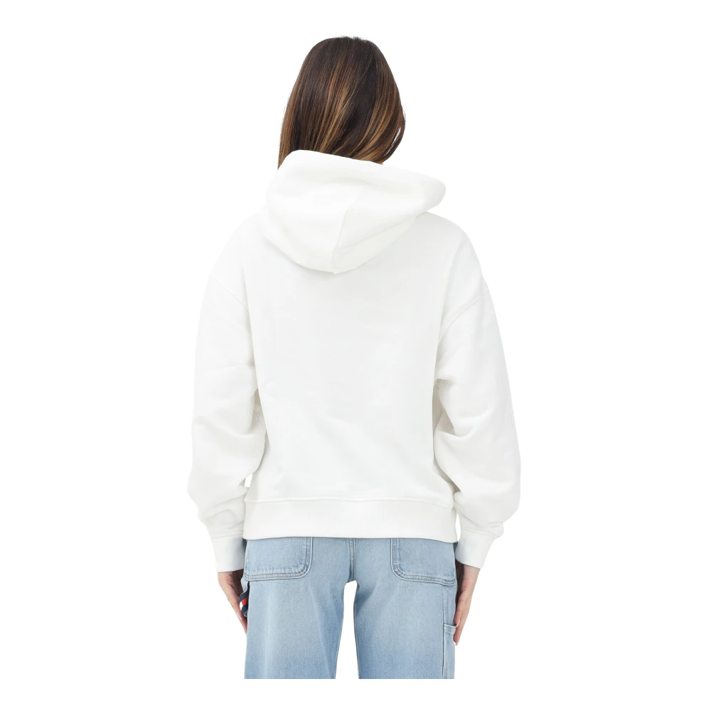 Tommy Jeans Witte Hoodie Sweatshirt Retro Stijl White Dames