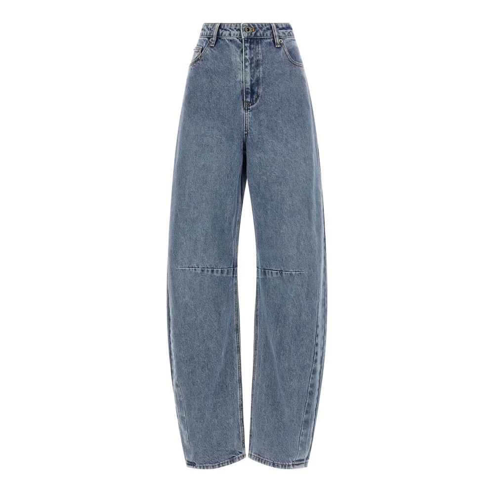 Self Portrait Blue Barrel Leg Jeans - Female - Loose Fit Jeans - W25 - Jeans